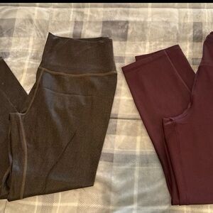 ZYIA High-Waist Leggings Duo in Brown and Burgundy